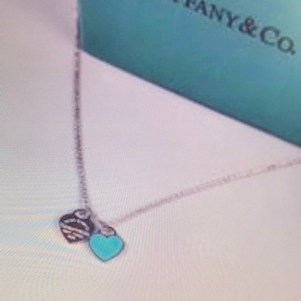 Tiffany & Co Silver and Blue Heart Pendant Necklace